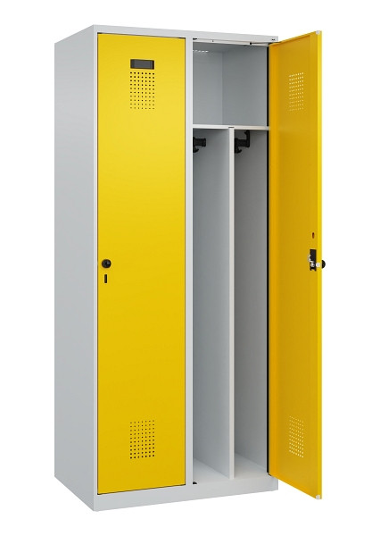 C+P Spind Evolo PLUS, 2 Abteile, 1850x800x500mm, 7035/1023, Verschluss Drehriegel, 049000-22F S10001