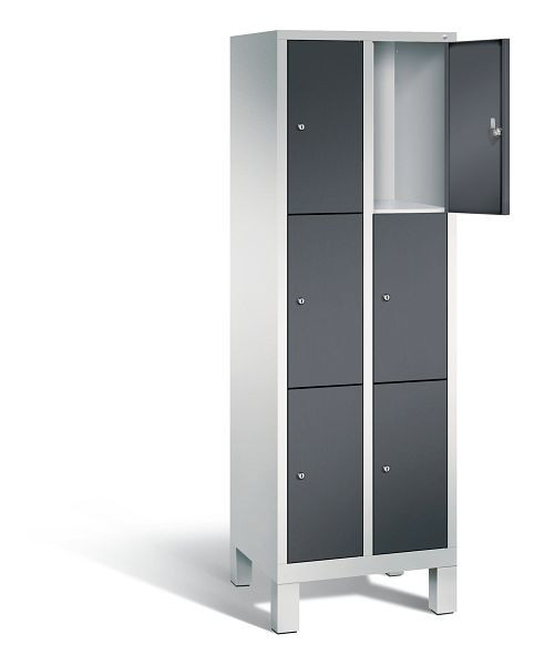 C+P Schließfachschrank Evolo, H1850xB610xT500mm, Farbe: Lichtgrau / Schwarzgrau, 48010-203 S10106