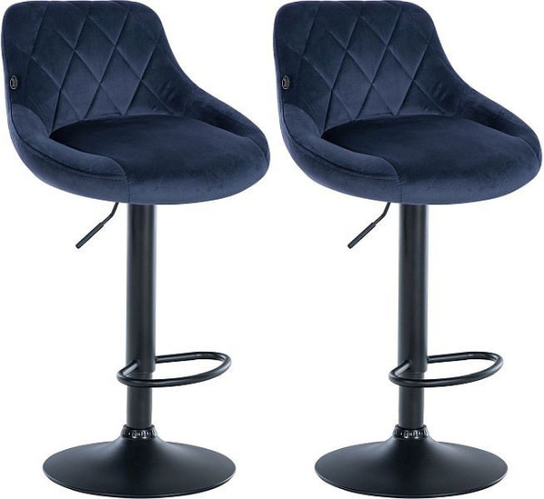 CLP Barhocker Lazio Samt schwarz, blau, VE: 2 Stück, 323250