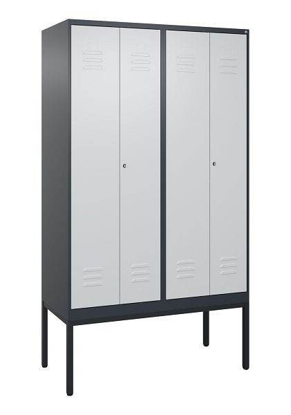 C+P Umkleidespind Classic PLUS SW, Gestell, 4 Abteile, 2120x1200x500mm, 7016/7035, Zylinderschlösser, 0800327-40 S10028