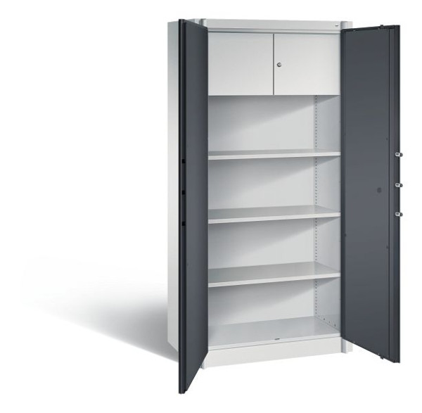 C+P Feuerschutzschrank Certos, H1950xB930xT500mm, Farbe: Lichtgrau / Schwarzgrau, Klinkengriff, 4 OH, 1170-100 S10083