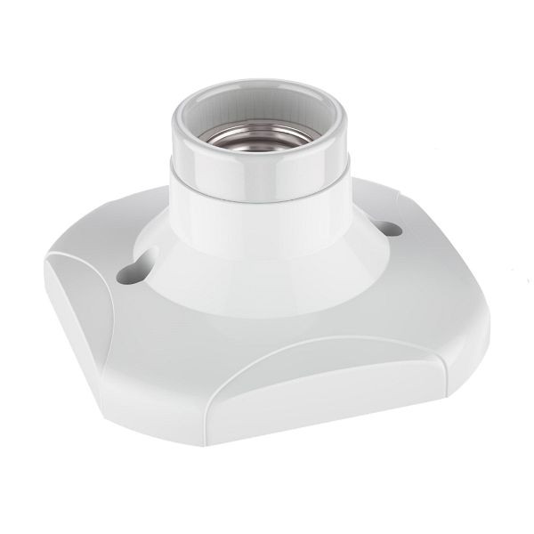 Busching Lampenfassung E27 max 60 Watt, eckig, weiß, 230V AC (50 Hz), IP20, II-Schutzisolierung, 100886