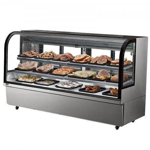 VEVOR Gebäckvitrine 901 L, 4-stufig, Kuchentheke mit LED, Abluftkühlung, Rollbar, für Café Restaurant Bäckerei, SSZSJLDHX32CG1V9UV2