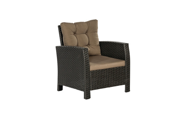 Merxx Salerno Sessel, inkl. Sitz- und Rückenkissen, braun/beige, Stahlgestell mit Kunststoffgeflecht, 28435-210