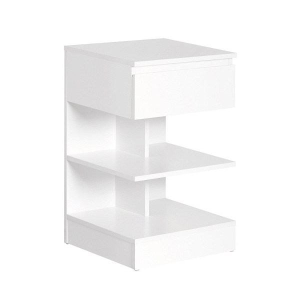 SoBuy Nachttisch mit einer Schublade Weiß 39x39x65 cm, Modern, FBT49-W
