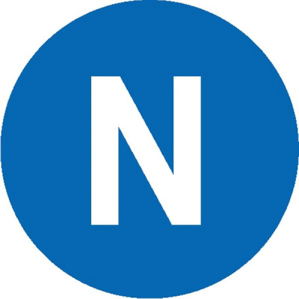 Stein HGS Elektrokennzeichnung/Leiterkennzeichnung für Wechselstrom-Netz Neutralleiter (N), 20 mm / 28er-Bogen, 30.1520