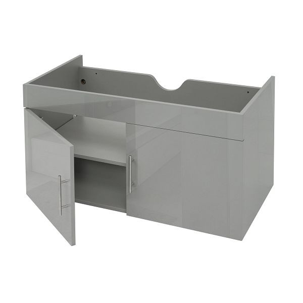 Mendler Waschbeckenunterschrank HWC-D16, Waschtischunterschrank Waschtisch Unterschrank Badmöbel, hochglanz 90cm, grau, 62264