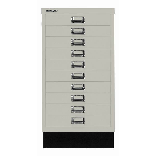 Bisley MultiDrawer™, Inkl. Sockel, DIN A3, 10 Schubladen, 673 gänsegrau, L29A310S673