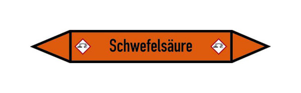 Schilder Klar Rohrleitungskennzeichen Schwefelsäure, 100x15 mm Folie selbstklebend, 101599/30