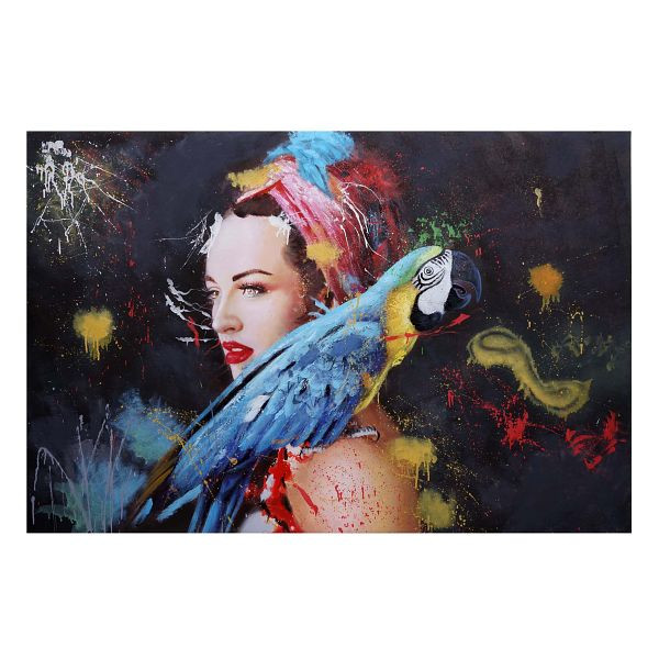 Mendler Ölgemälde Frau HWC-H25, Leinwandbild Wandgemälde Gemälde, handgemaltes XL Wandbild, 80x120cm, 72764