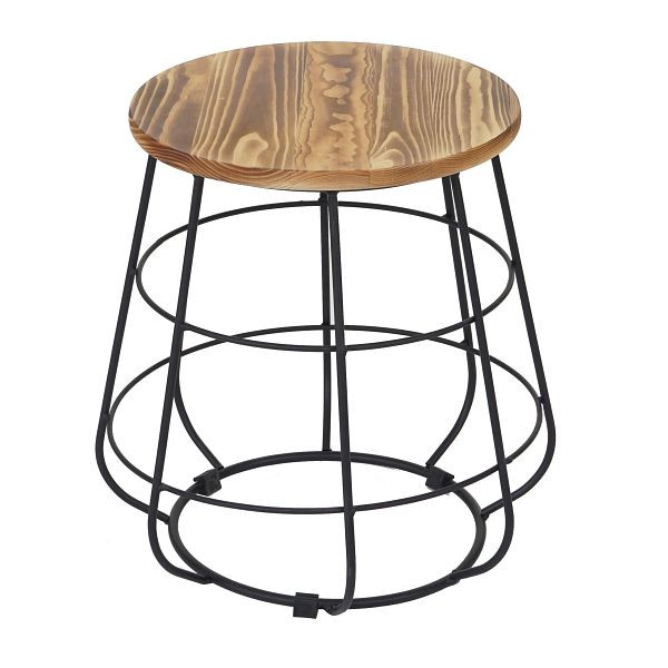 Mendler Beistelltisch HWC-A80, Nachttisch Kaffeetisch, Industriedesign Echtholz Ø35cm, 59843