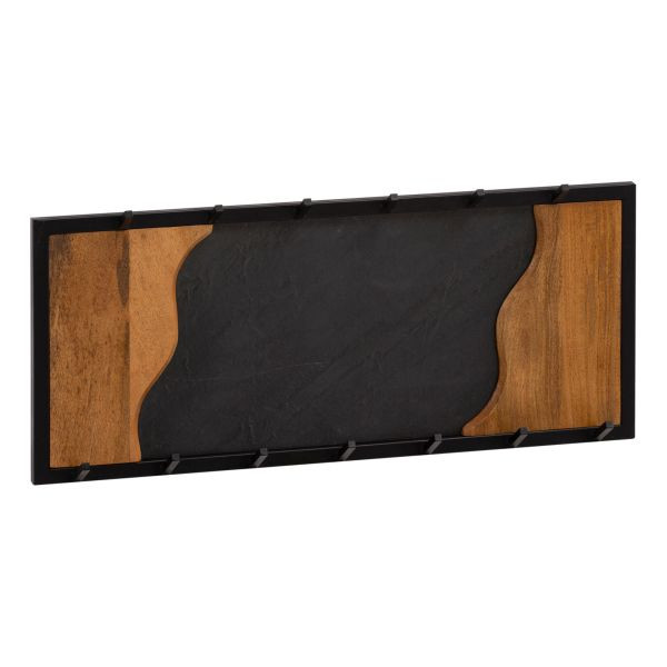 Wohnling Wandgarderobe Mango Massivholz/Steinoptik 80x36x6 cm, Hakenleiste für Jacken, Schals und Mützen, Flurgarderobe mit Wellenmuster, WL6.772