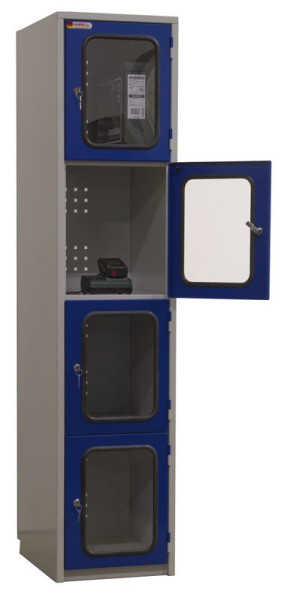KLW Wertfachschrank - 1850 x 400 x 500/540 mm H x B x T, mit 4 Abteilen, 08/87S-4-AKKU