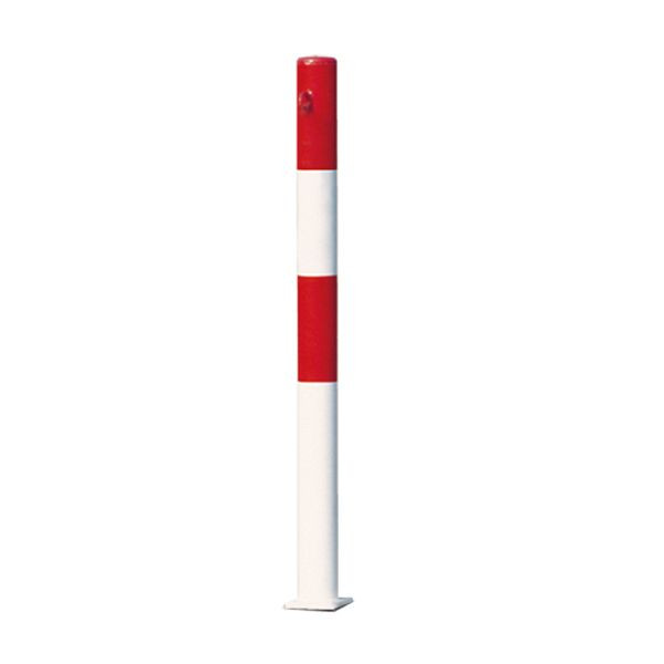 Stein HGS Absperrpfosten "Parat B" Ø60mm "herausnehmbar, zum Aufdübeln mit Bodenplatte (250 x 100mm), verzinkt, ohne Ösen, ohne Reflexstreifen, 34190-00