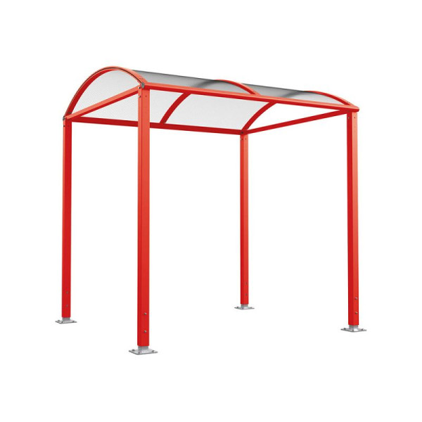 STEIN HGS PROCITY® Fahrradüberdachung Vierkantrohr „M” Grundmodell, mit LED, Rot Ral 3020, 78358.0012