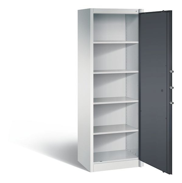 C+P Feuerschutzschrank Certos, H1950xB650xT500mm, Farbe: Lichtgrau / Schwarzgrau, Klinkengriff, 5 OH, 1161-000 S10136