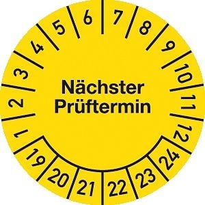 Moedel Prüfplakette Nächster Prüftermin 2019-2024, Folie, Ø 25 mm, VE: 500 Stück/Rolle, 55580