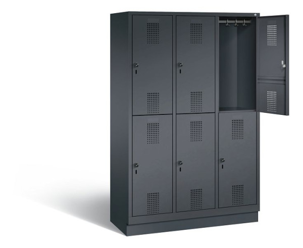 C+P Spind doppelstöckig Evolo, H1800xB1200xT500mm, Farbe: Schwarzgrau, 48320-32 S10074