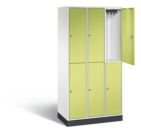 C+P Spind doppelstöckig Intro, H1950xB920xT490mm, Farbe: Verkehrsweiß / Viridingrün, 8270-301 S10083