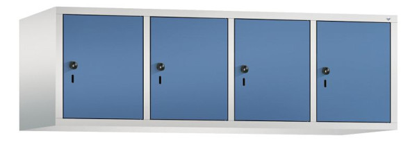 C+P Aufsatz-Garderobenschrank Evolo, 4 Abteile, H500xB1590xT500 mm, Lichtgrau/Fernblau, 48090-42 S10037