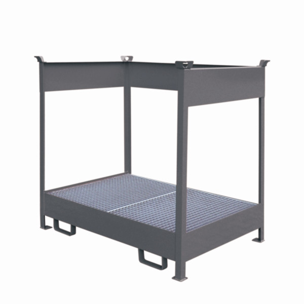 Eichinger Industrie Fass-Stapelpalette mit Auffangwanne, 2 x Fässer anthrazitgrau, 22630000000096