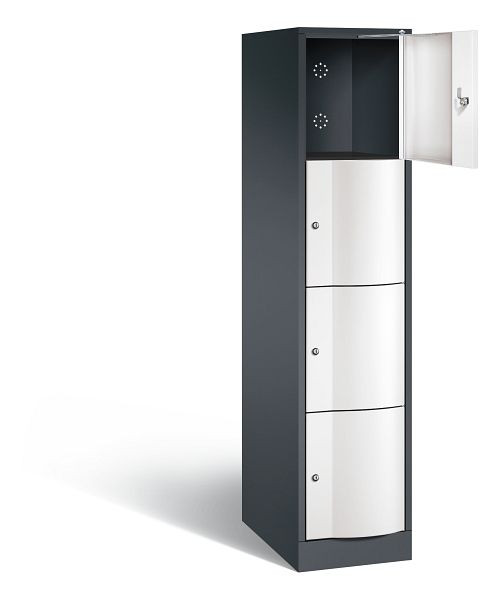 C+P XL-Schließfachschrank Resisto, H1950xB396xT640mm, Farbe: Schwarzgrau / Verkehrsweiß, 8470-173 S10027
