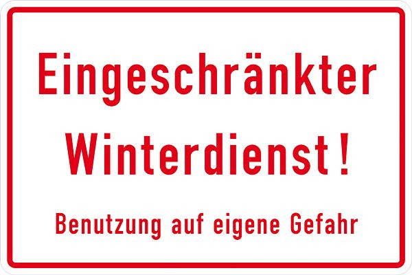 SafetyMarking Hinweisschild, Eingeschränkter Winterdienst, BxH 30x20 cm, Aluminium, 11.9775