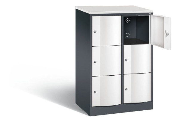 C+P Schließfachschrank Resisto, H1255xB772xT540mm, Farbe: Schwarzgrau / Verkehrsweiß, 8573-272 S10450