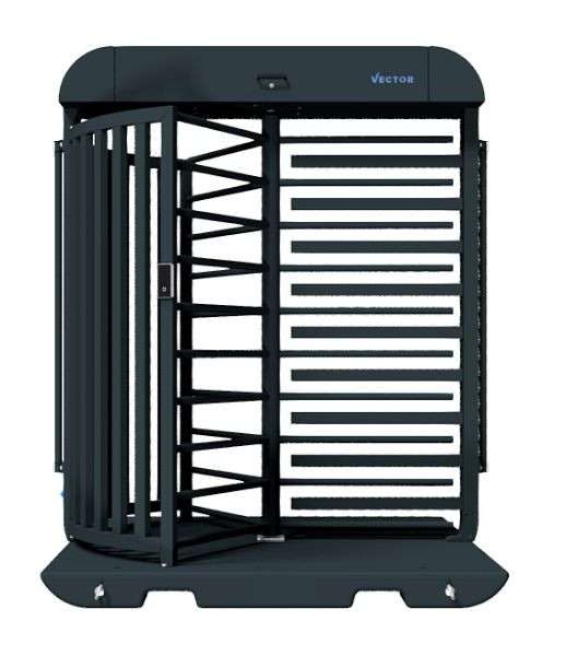 SCHAKE-VECTOR Drehkreuz V-Turnstile, verzinkt + schwarz-matt pulverbeschichtet, einseitig lokale Zutrittskontrolle, VPDR21SEB0036