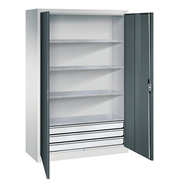C+P Werkzeugschrank Acurado, H1950xB1200xT500mm, 7035/7016, 3 Einlegeböden, Traglast 70 kg, 8931-503 S10632