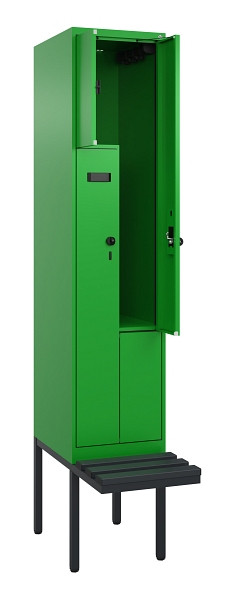 C+P Z-Spind Evolo PLUS, Bank, 2 Fächer, 2120x400x815mm, 6037/6037, Drehriegel, Material Sitzfläche Kunststoff, 0490437-122 S10087