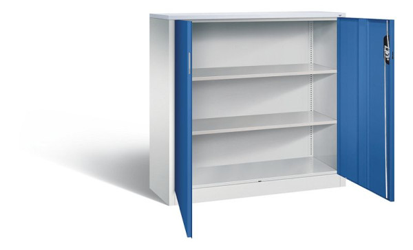 C+P Büroschrank Acurado, H1200xB1200xT400mm, Farbe: Lichtgrau / Enzianblau, Muldengriff, 3 OH, 9467-1200 S10188