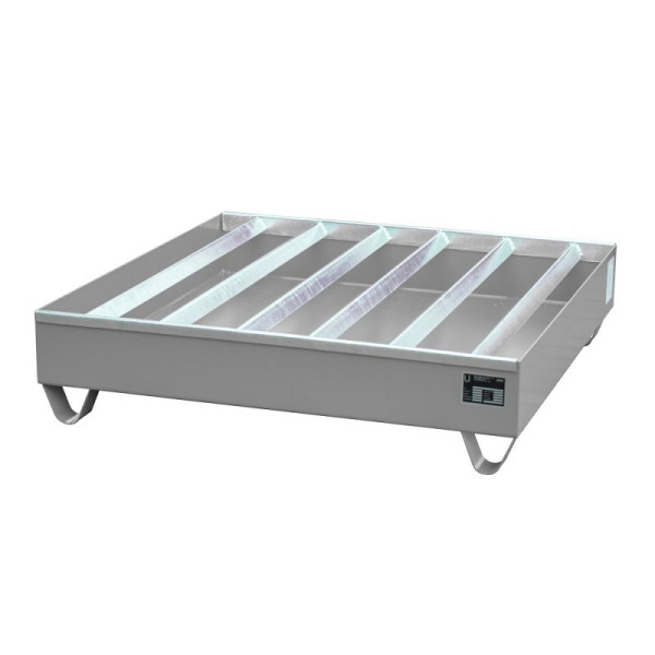 STEIN HGS Profilwanne PW, 3mm Stahlblech, für 200l-Fässer, 230 Liter, RAL 7005 mausgrau, Gesamthöhe 285 mm, lackiert, 4 x 200 Liter Fass, 79215.0011