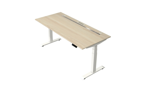 Kerkmann Steh-/Sitztisch Move boost 4 1800 X 800 elektrisch höhenverstellbar von 640-1290 mm, Weiss/Ahorn, 10430750