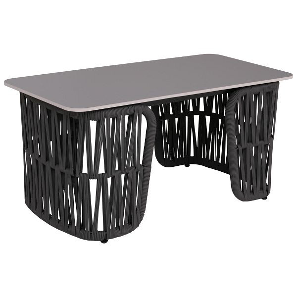 Mendler Loungetisch HWC-P90, Gartentisch Balkontisch Outdoor, Seilgeflecht Rope Sinterstein 43x90x45cm, anthrazit, Platte grau, 120226