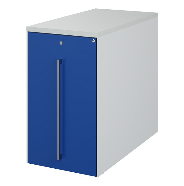 C+P Auszugschrank in Schreibtischhöhe Asisto, H740B430T800 mm, 7035/5010, links der Tischplatte, 148466-00L S10053