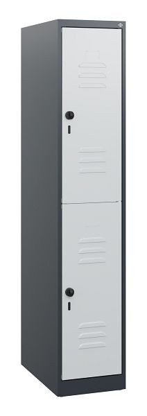 C+P Doppelstöckiger Spind Classic PLUS, 1530x300x500mm, 7016/7035, Drehriegel, 0803005-10 S10011