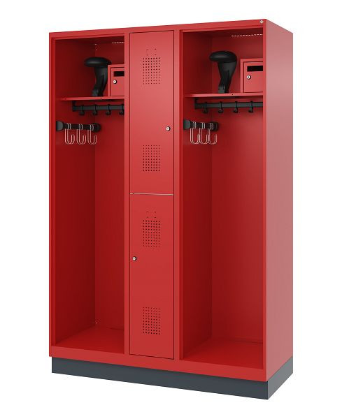 C+P Feuerwehrspind Evolo, Modell MAXI, 2 Abteile, H1950B1300T500 mm, Feuerrot, Sockel, 0496015-030 S10011