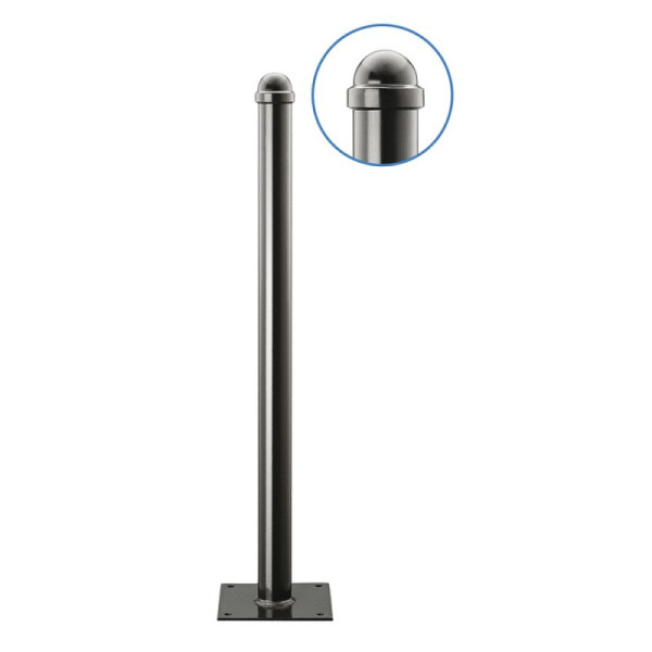 Stein HGS Stilpfosten Ø60mm mit Helmkopf, zum Aufdübeln (Bodenplatte 200x200mm), 13297