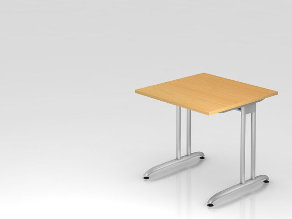 Hammerbacher Schreibtisch C-Fuß 80x80cm Buche, horizontale Kabelwanne, Arbeitshöhe 72 cm, VBS08/6/S