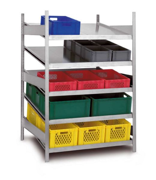 hofe Anbauregal, zerlegt, - Bereitstellregal - 2000 x 600 x 1300 mm, verzinkt mit 5 Fachebenen, HZA200613K4