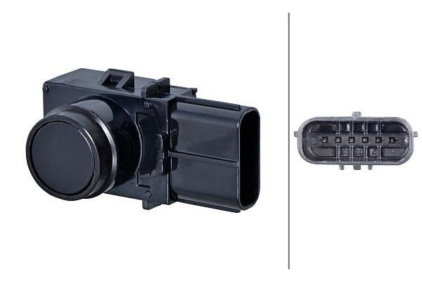 HELLA Sensor, Einparkhilfe, viereckig, 6-polig, gesteckt, lackierbar, 6PX 358 270-061
