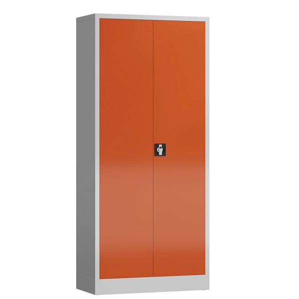 Lüllmann ClassiX Flügeltürenschrank, 1800 x 800 x 380 mm, lichtgrau/feuerrot, X-530334