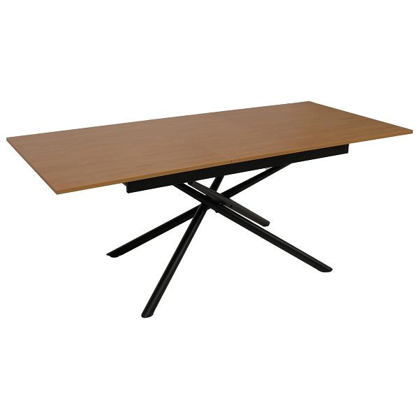 Mendler Esszimmertisch HWC-O57, Ausziehtisch Esstisch, Eisen MDF ausziehbar 160-200x90cm, Walnuss-Optik, 122192+122193