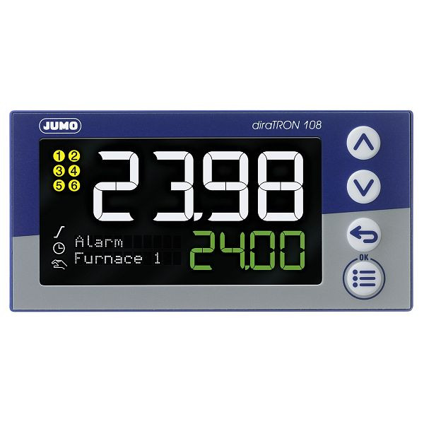 JUMO Kompaktregler zum Schalttafeleinbau, (96x48 mm), AC/DC 20 bis 30 V, Ausführung des elektrischen Anschlusses: Federzuganschluss, 00680796