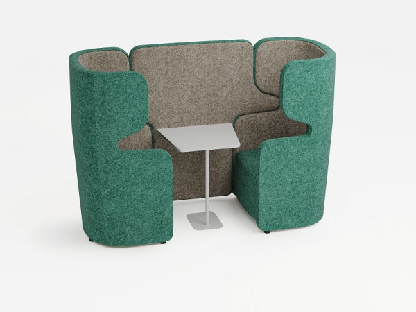 Bisley Vivo 2er-Set, gegenüberliegende Sessel mit hoher Rückenlehne, Farbe: türkis/beige, ohne Zubehör, inkl. Tisch weiß, VIVH2SETXPWM0143WM0120TABW