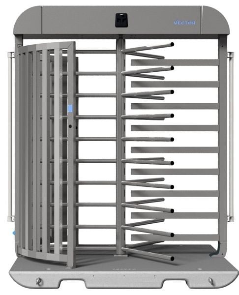 SCHAKE-VECTOR Drehkreuz V-Turnstile, rein mechanisch, verzinkt, mit Bauzaunmodul, VPDR21VMB0203
