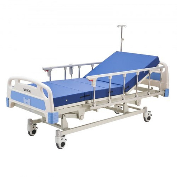 VEVOR Elektrisches Krankenhausbett, 3-Funktionen: Rückenlehne, Beinstütze, 475-750 mm Höhenverstellung, 12,7 cm Rollen, Matratze, QDDKLBBXGKJHHW7HZ001V2