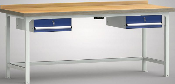 KLW Hydraulik-Profi-Werkbank - 2000 x 800 x 750 - 1030 mm L x T x H, links & rechts 1 Einzelschublade 150 mm Fh-EA, WPJL01-20M45-E3D03