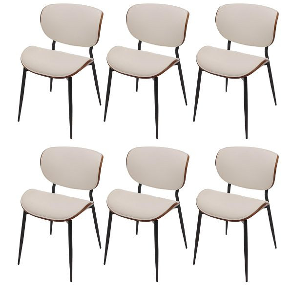 Mendler 6er-Set Esszimmerstuhl HWC-O45, Stuhl, Bugholz Kunstleder 280g/m² Öko-Tex FSC®, Walnuss-Optik, weiß, 3x118234